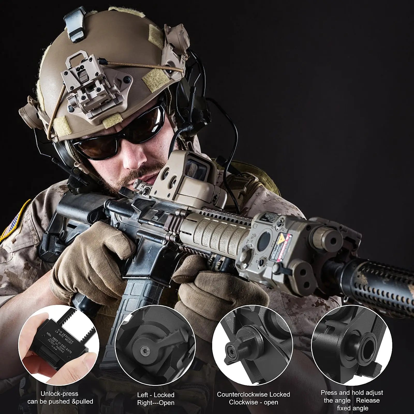 L4G24 NVG Helmet Mount — Fits PVS15/18, GPNVG18