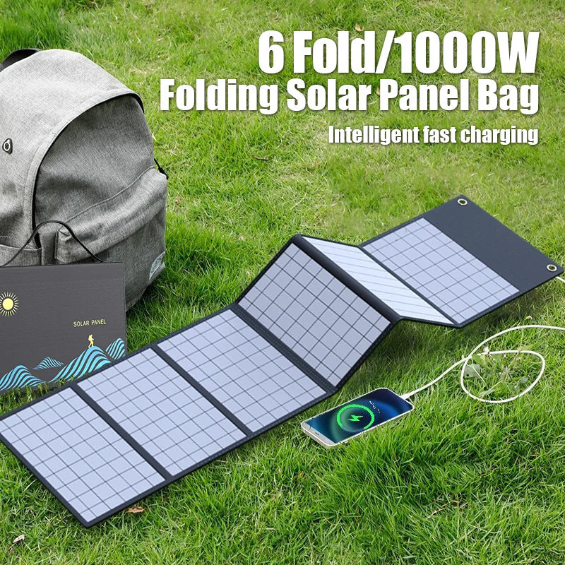 1000W Portable Folding Solar Panel — USB/DC Charger for Outdoor/Home Power