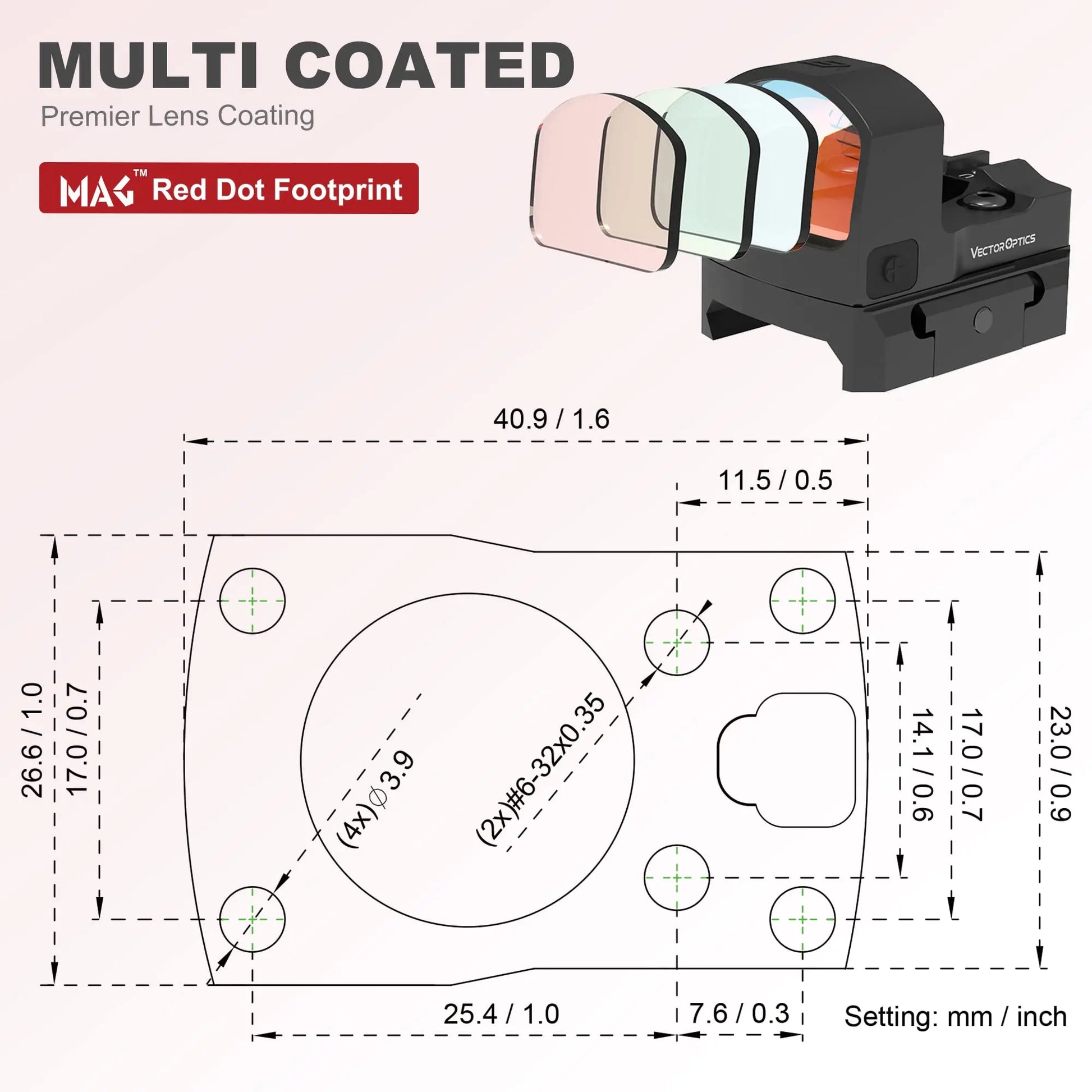 Vector Frenzy-S Red Dot — 3MOA Full Metal Pistol/Rifle Sight