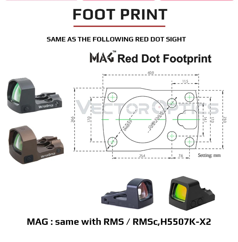 Vector Frenzy-S Red Dot — 3MOA Full Metal Pistol/Rifle Sight