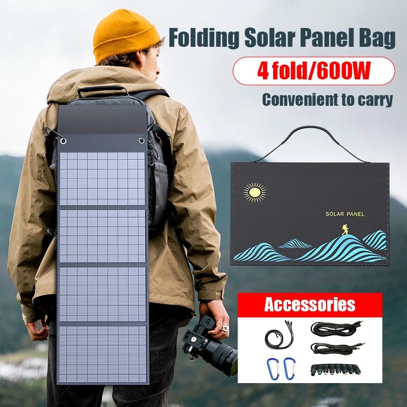 1000W Portable Folding Solar Panel — USB/DC Charger for Outdoor/Home Power