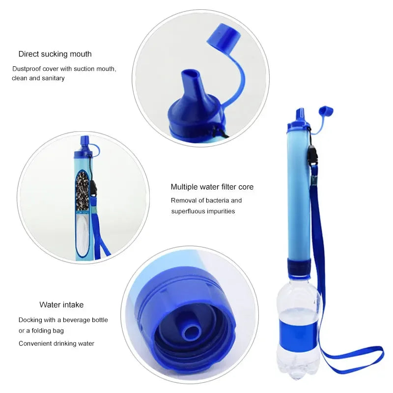 Portable Water Filter Straw — Survival/Camping Purifier