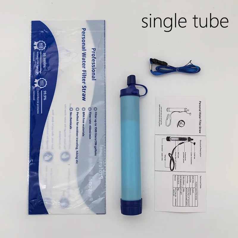 Portable Water Filter Straw — Survival/Camping Purifier