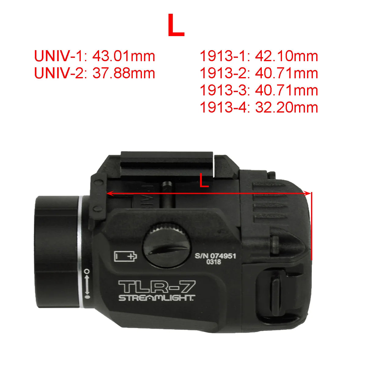 TLR8/TLR7/TLR4/TLR1 Tactical LED Flashlight — 1000 Lumen Strobe (20mm Rail)