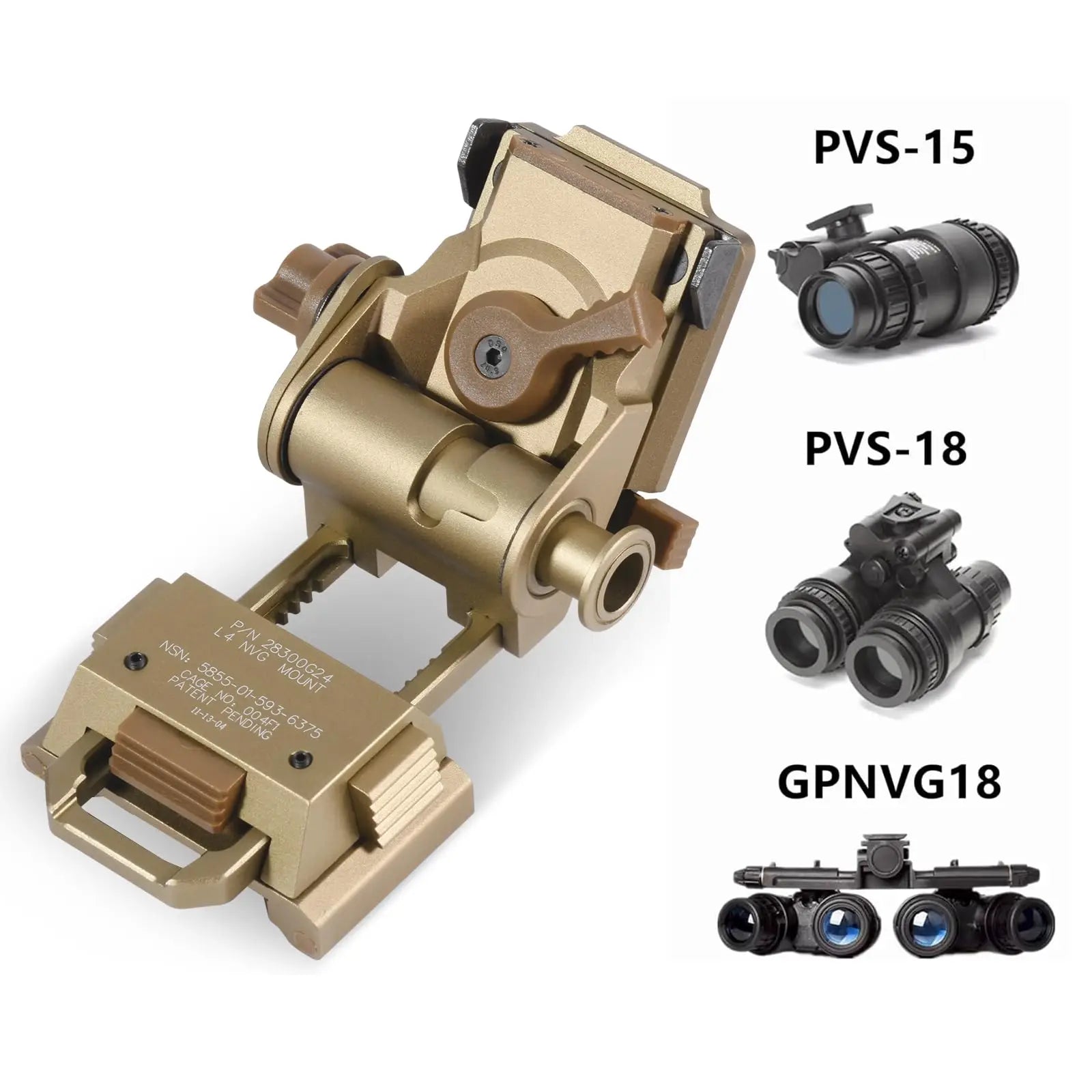 L4G24 NVG Helmet Mount — Fits PVS15/18, GPNVG18